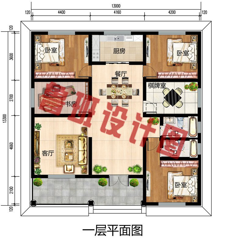 15万漂亮实用一层自建房屋设计图，大方实用，造价经济实惠。