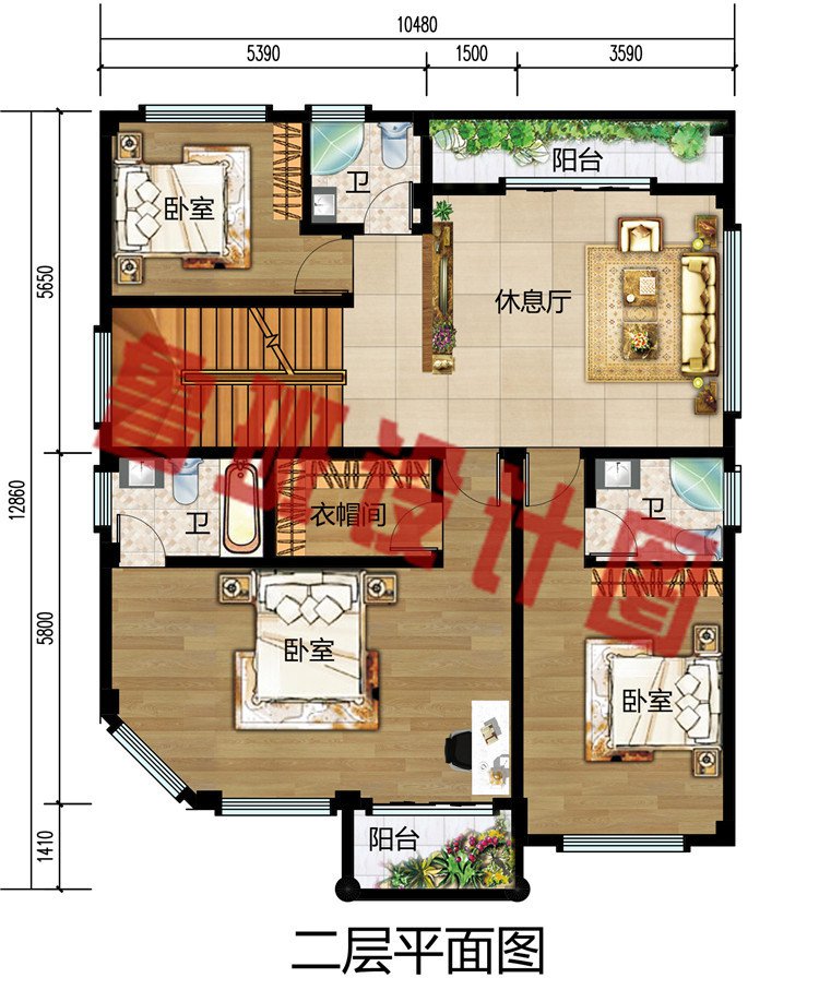 新款简约实用四层欧式自建房别墅设计图，面积适中