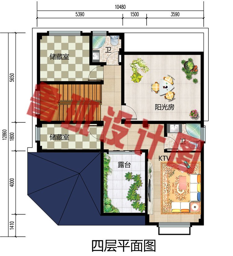 新款简约实用四层欧式自建房别墅设计图，面积适中