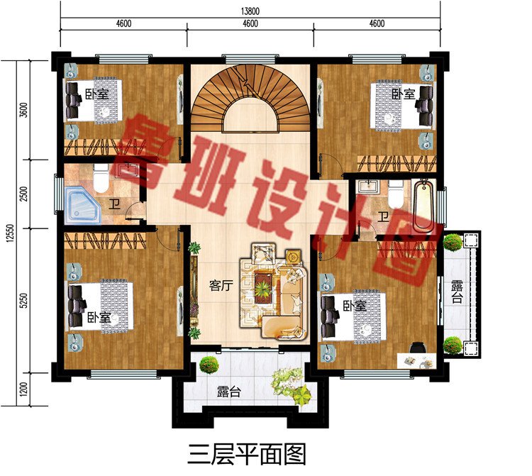 农村四层别墅自建房屋设计图，外观效果非常气派