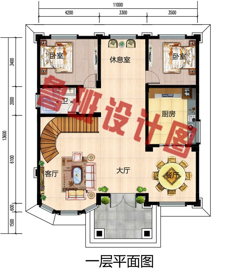 2019年农村30万别墅款式三层户型图，外观设计的很漂亮