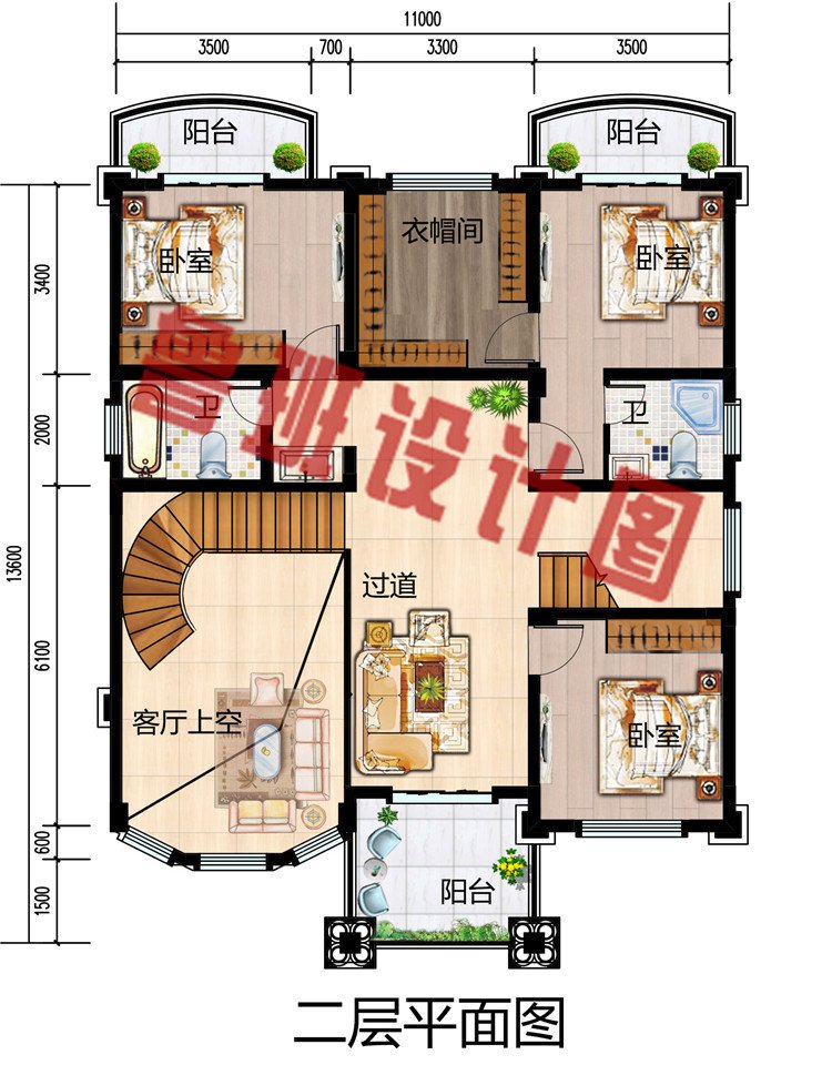 2019年农村30万别墅款式三层户型图，外观设计的很漂亮