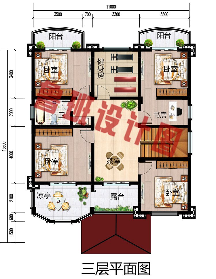 2019年农村30万别墅款式三层户型图，外观设计的很漂亮