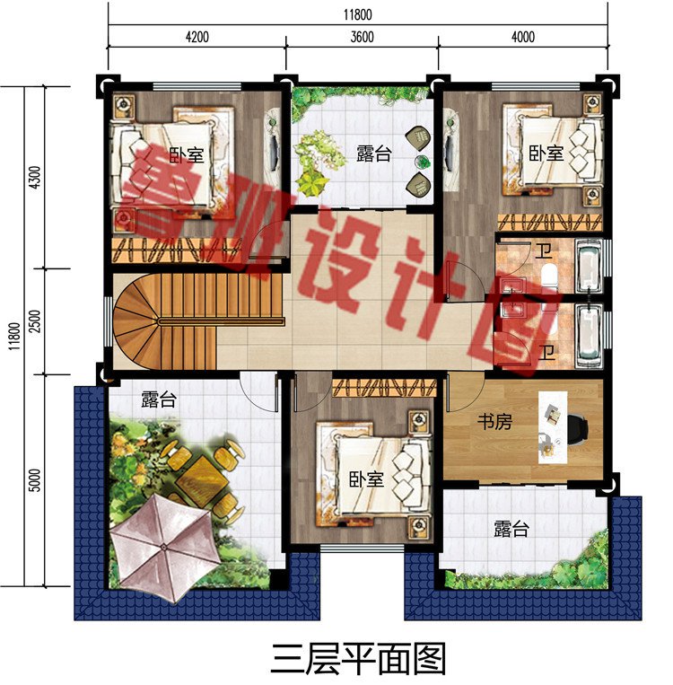 农村三层复式别墅户型图，欧式大气风格外观图片