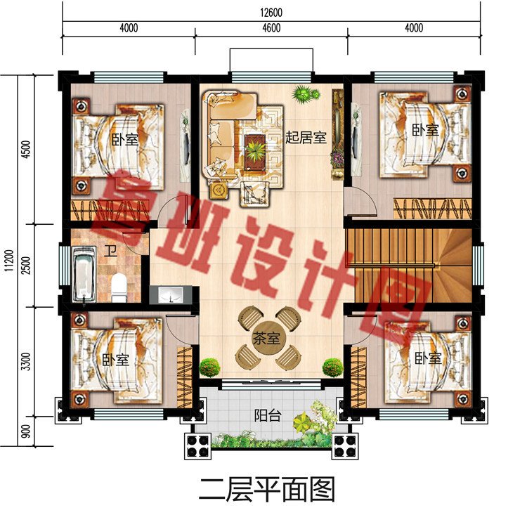 豪华大气三间三层楼房别墅设计图，主体造价40万