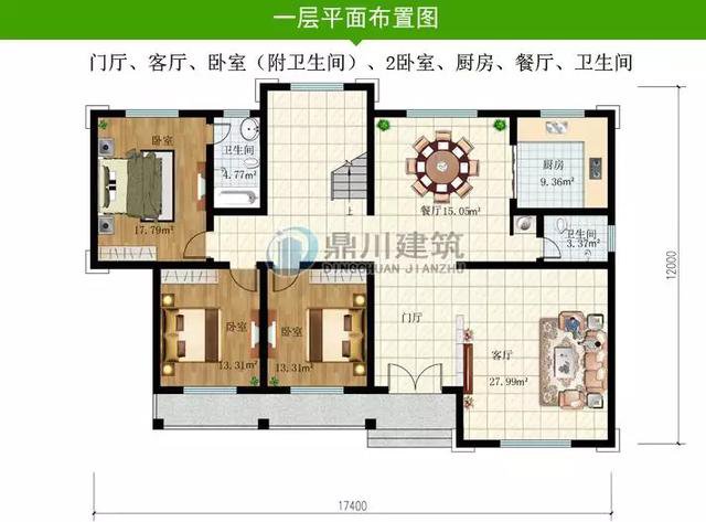 6套一层带阁楼经典别墅，实用大方造价经济，农村家庭都能建