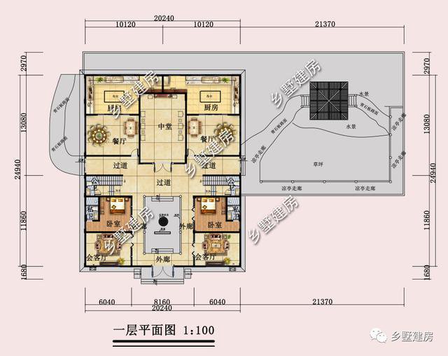 新中式四合院别墅，清幽国风，和美贵气，自建房之首选