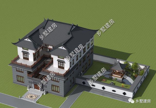 新中式四合院别墅，清幽国风，和美贵气，自建房之首选