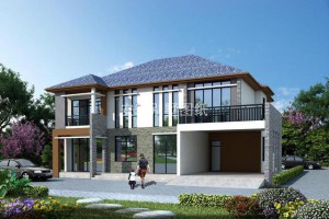 农村自建二层小别墅案例，双车库设计，现代风格。