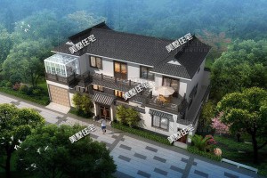 农村自建实用二层别墅案例，宛若一幅淡雅隽永的水墨画。