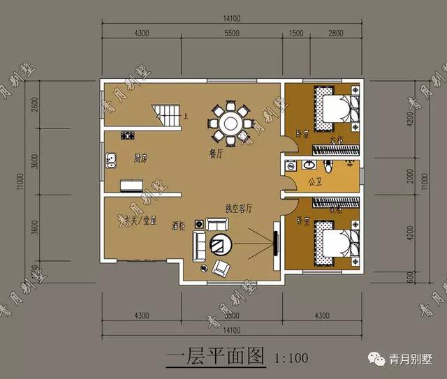 14.1×11米三层小别墅，文化石与真石漆的结合，别有格调