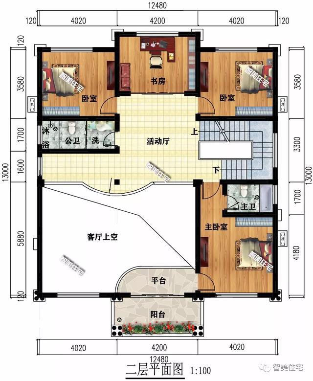 宽12-13米间的欧式别墅，客厅挑空很气派，大家都想建