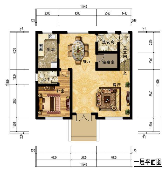 占地120平的二层简欧别墅，内设4居室双客厅，给你一个温暖的家