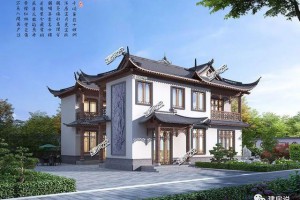两层中式别墅设计案例，别墅端庄秀雅、精美大气。