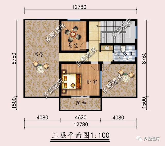 三层现代风小别墅,占地150平38万就能建,美观又实用
