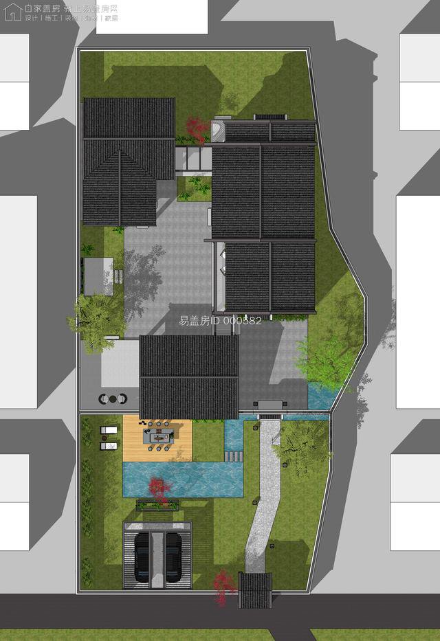 回农村盖房，长地基户型盖成三进院，这样的中式庭院有点豪门深宅