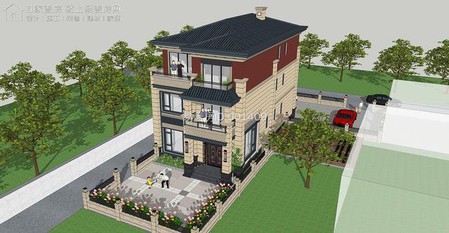 易盖房浙江绍兴小面宽带菜地的实用型新中式别墅