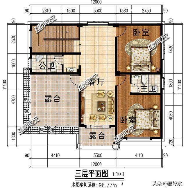 3款占地120平的别墅，30多万建，村里人都排队上门找你要图纸