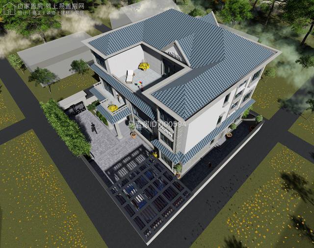 新农村自建房三层房屋，挑空客厅、书房、大露台都是加分的外观