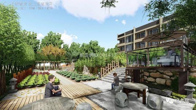福建福州南靠山丘北邻道路的易盖房新中式农家乐别墅
