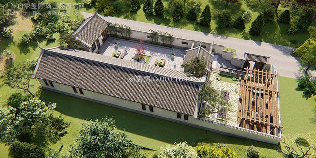 中式三合院/6室1堂屋7卫1厨1土灶4衣帽1茶室1仓库1车库