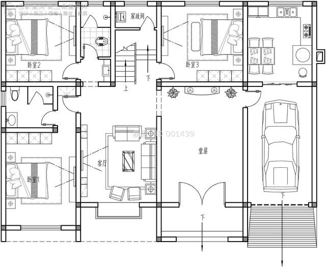 二层400平二层新中式别墅设计图