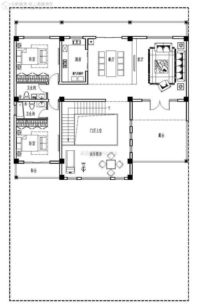 带三个门面店的欧式别墅，堂屋加挑空客厅