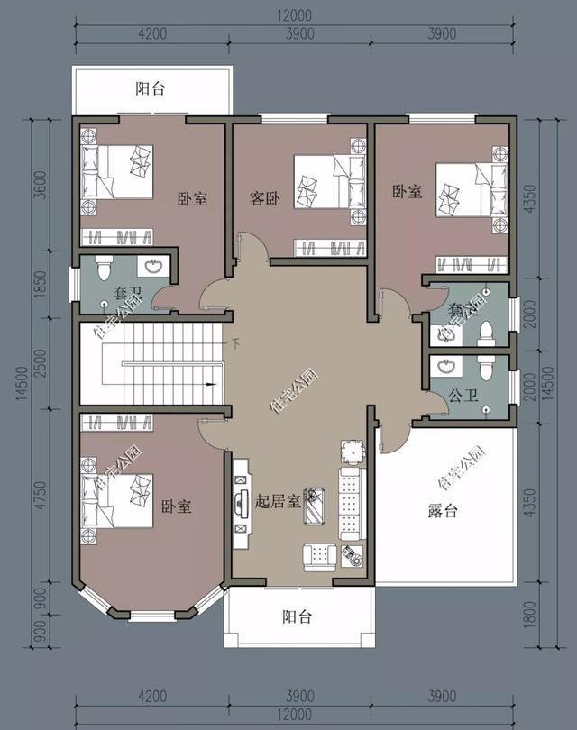 农村自建房大露台如何设计？精选5套户型，最后一套顶层露台大赞