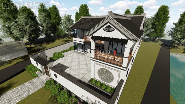 安徽芜湖侯家中式别墅,建筑尺寸:16.2m×9.5m,参造价:68.5万