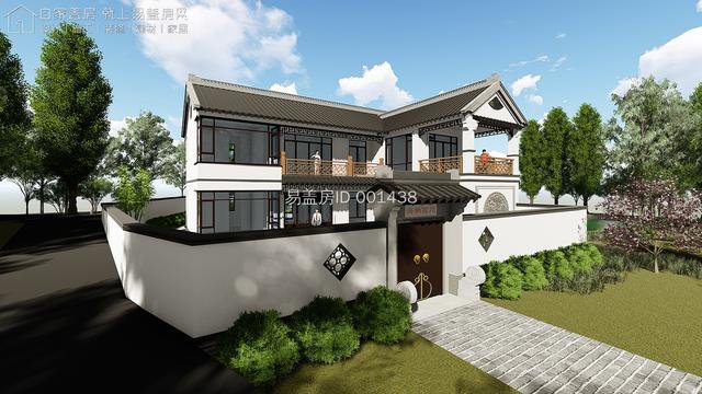 安徽芜湖侯家中式别墅,建筑尺寸:16.2m×9.5m,参造价:68.5万