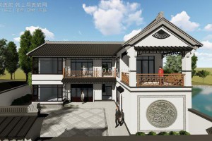16.2m×9.5m中式别墅设计案例，整个建筑呈现出庄严之感。