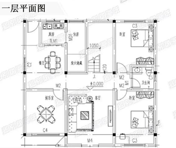 带柴火房开间14米二层现代中式农村自建房，2厅6卧