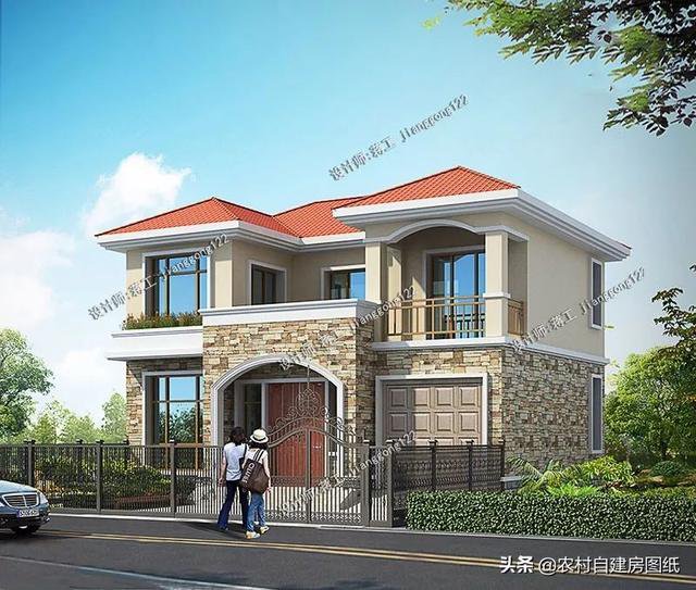 没钱不能建别墅？别信！16万建套二层带院别墅，车库堂屋齐全