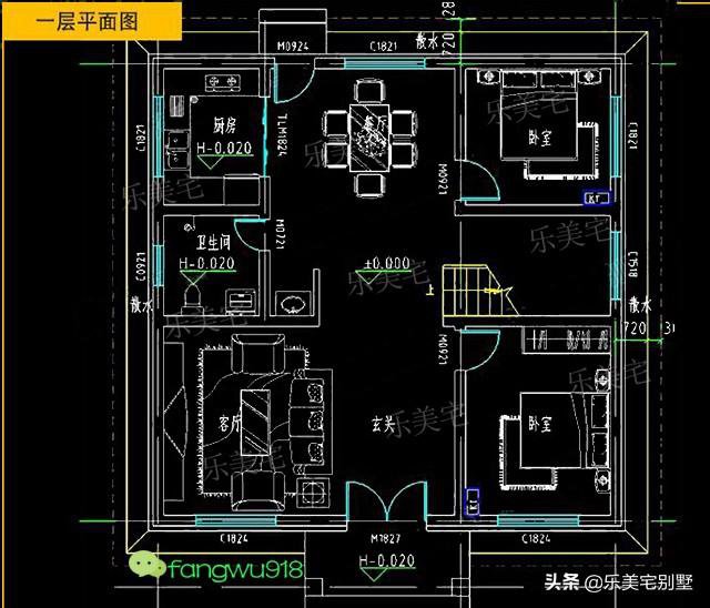 两层简约风格别墅图农村平顶房屋自建，造型别致