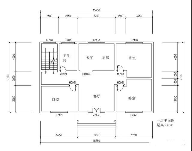 15.75m*9.75m，二层庭院小别墅（带露台）