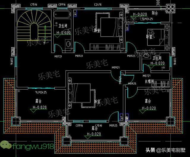 14x10米农村豪华三层复式挑空客厅欧式别墅设计图带堂屋