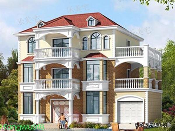三层农村自建房带车库，别墅这样设计，经济实用大方