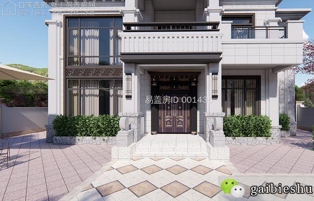 17×14二层房屋施工效果图，带挑空大客厅+豪华套间，爱了爱了
