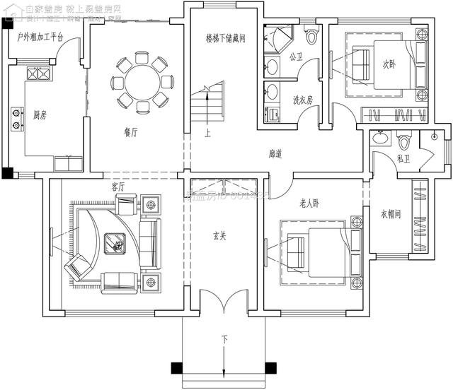 17×14二层房屋施工效果图，带挑空大客厅+豪华套间，爱了爱了