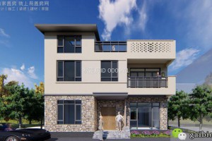 三层自建别墅效果图，施工难度不高，非常适合农村建造。