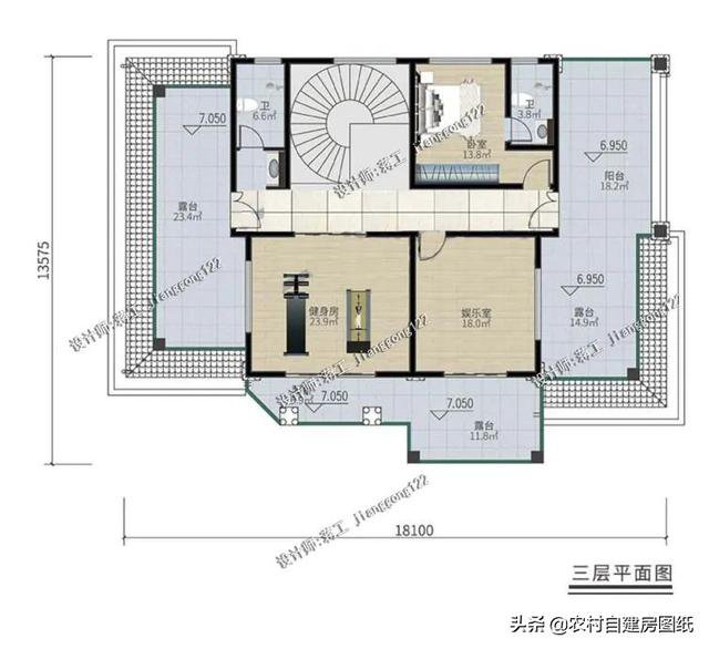 220平欧式豪华农村别墅，复式三层旋转楼梯带堂屋，土豪老板首选