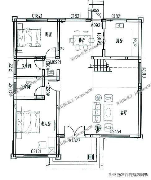 4款二层半农村别墅，面积不大易于建造，一分钟看懂施工图
