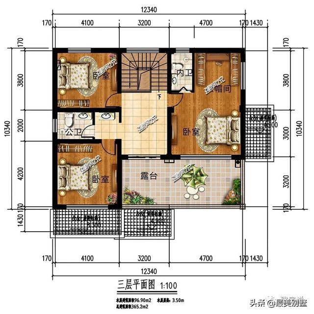 面宽12米、占地137平的欧式别墅，档次高、布局赞！