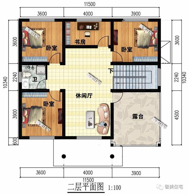 3栋带露台设计小二层别墅，每栋主体造价20多万，美观适合农村