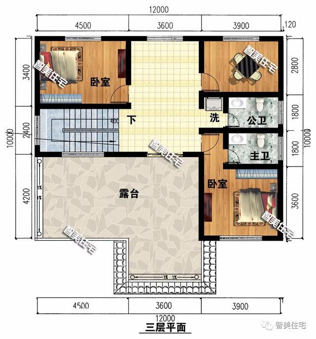 面宽12米的农村欧式别墅，第二栋厨房单独建，非常时尚