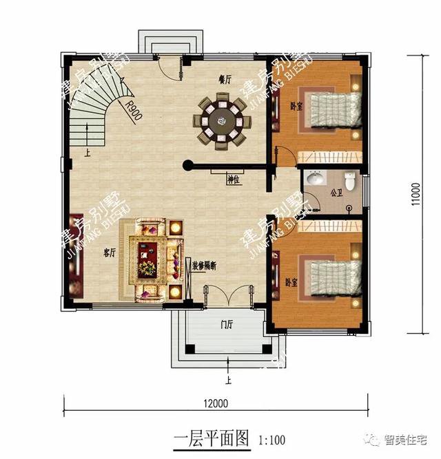 面宽12米的农村欧式别墅，第二栋厨房单独建，非常时尚