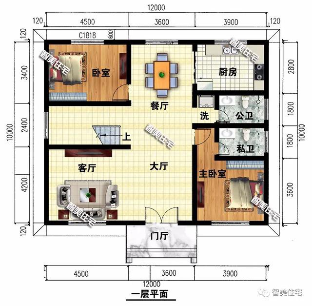 面宽12米的农村欧式别墅，第二栋厨房单独建，非常时尚