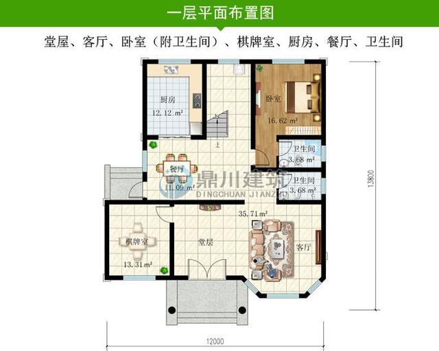 6套带堂屋新农村别墅，布局规整方便生活，适合农村环境的住宅