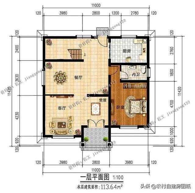 120平内欧式三层农村别墅，3款造价22-35万，2款复式2款带堂屋