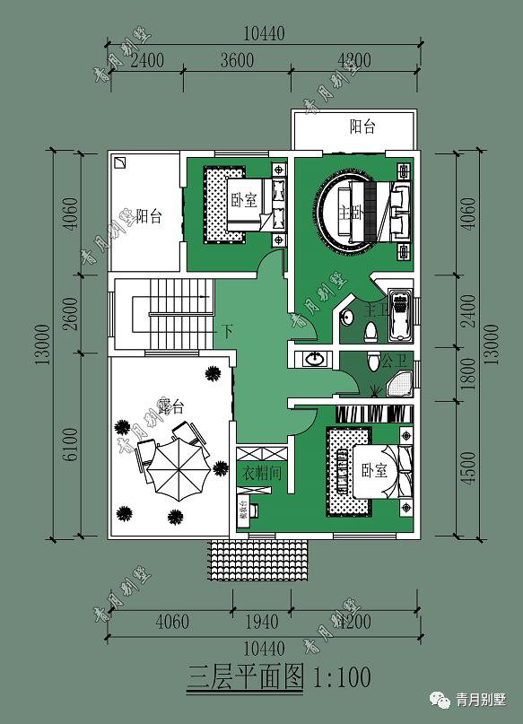 10.44×13米三层欧式小别墅，大气美观，自建房精品